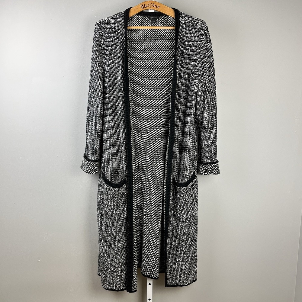 J. Jill Black and White Open Front Cardigan